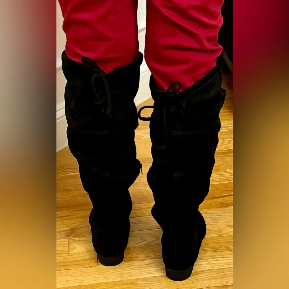 Time and Tru Steve Madden Boots women’s sz 8.5W Black Knee High, Wide Width EUC
